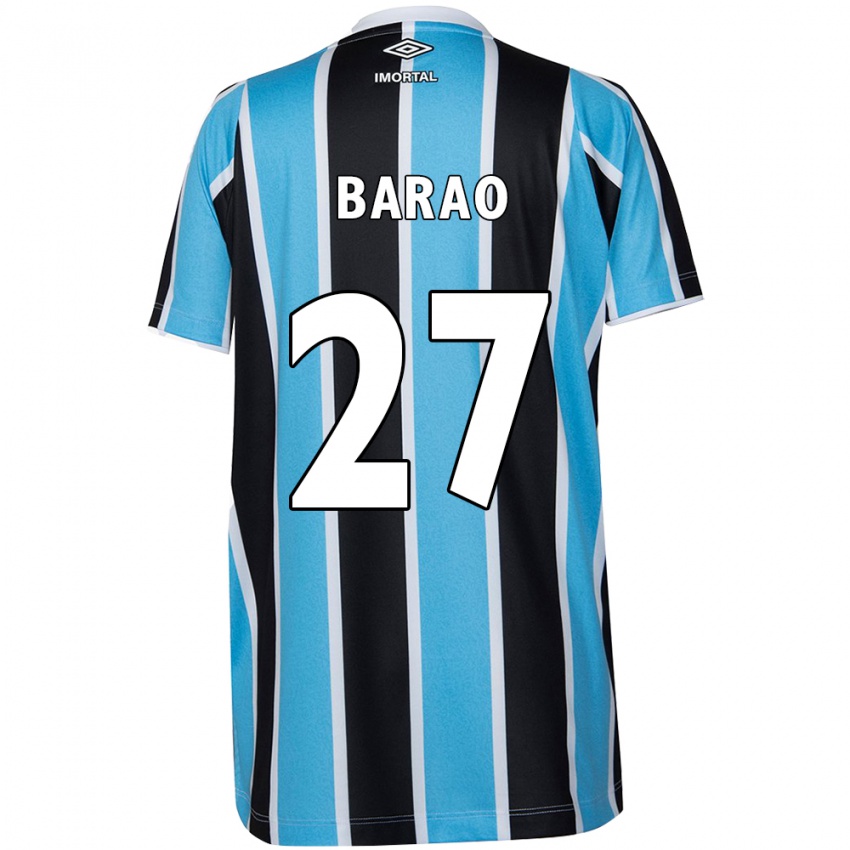 Børn Dani Barão #27 Blå Sort Hvid Hjemmebane Spillertrøjer 2024/25 Trøje T-Shirt