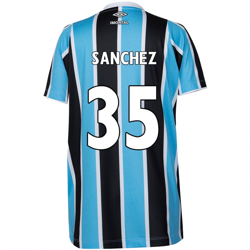 Børn Lari Sanchez #35 Blå Sort Hvid Hjemmebane Spillertrøjer 2024/25 Trøje T-Shirt