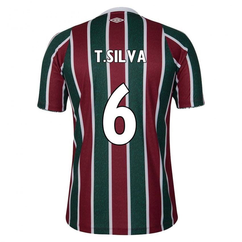 Børn Thiago Silva #6 Grøn Rødbrun Hvid Hjemmebane Spillertrøjer 2024/25 Trøje T-Shirt