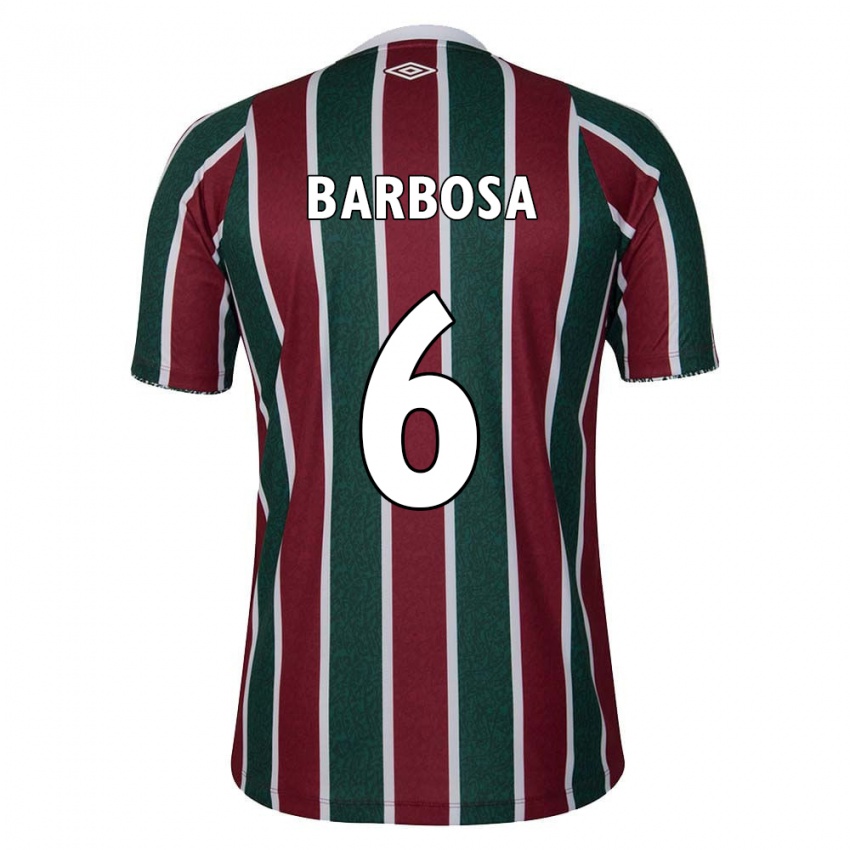 Børn Diogo Barbosa #6 Grøn Rødbrun Hvid Hjemmebane Spillertrøjer 2024/25 Trøje T-Shirt