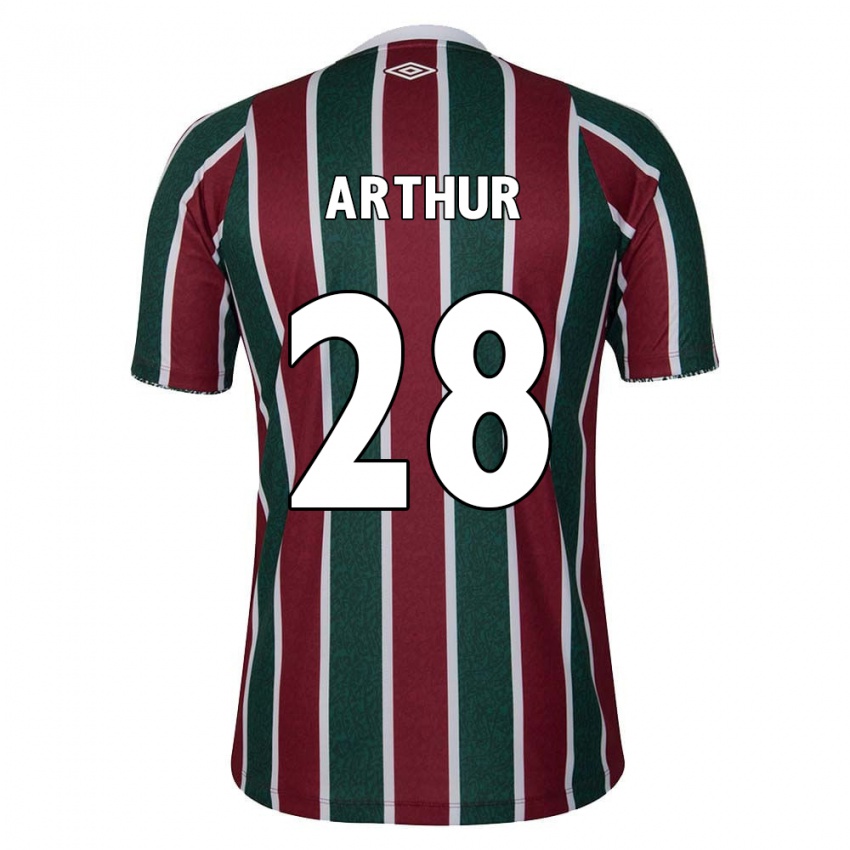 Børn Arthur #28 Grøn Rødbrun Hvid Hjemmebane Spillertrøjer 2024/25 Trøje T-Shirt