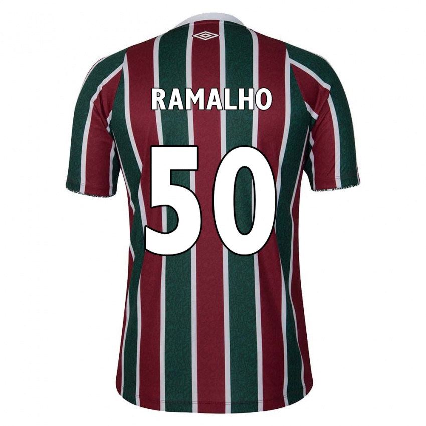 Børn Gustavo Ramalho #50 Grøn Rødbrun Hvid Hjemmebane Spillertrøjer 2024/25 Trøje T-Shirt