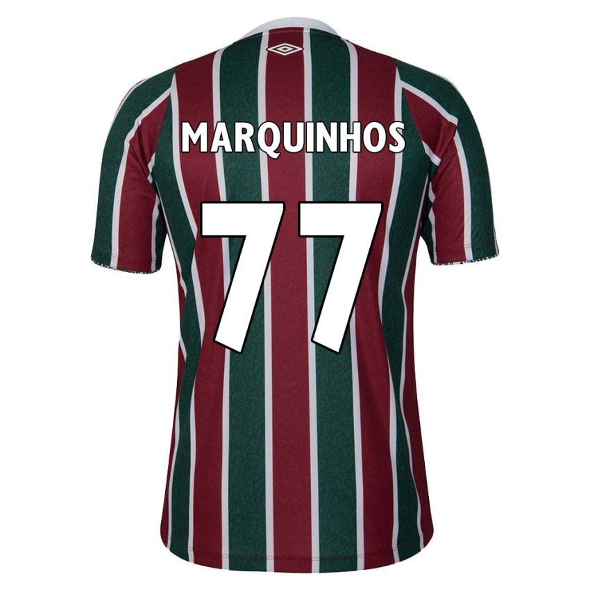 Børn Marquinhos #77 Grøn Rødbrun Hvid Hjemmebane Spillertrøjer 2024/25 Trøje T-Shirt