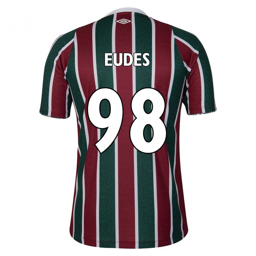 Børn Vitor Eudes #98 Grøn Rødbrun Hvid Hjemmebane Spillertrøjer 2024/25 Trøje T-Shirt