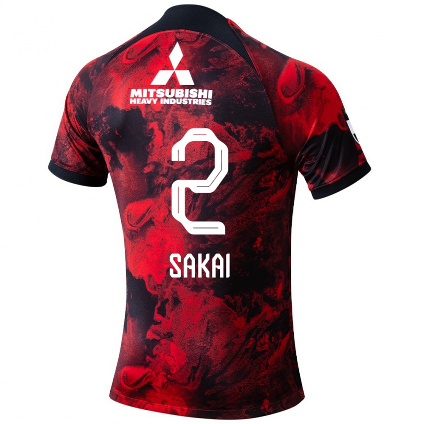 Børn Hiroki Sakai #2 Rød Sort Hjemmebane Spillertrøjer 2024/25 Trøje T-Shirt