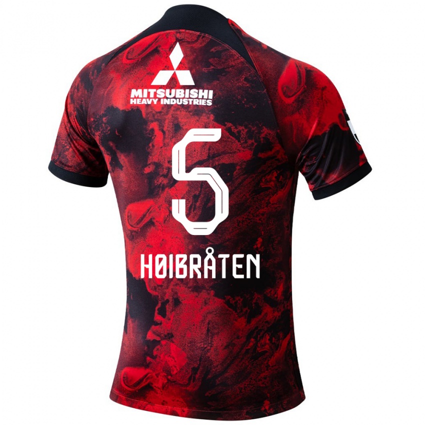 Børn Marius Høibråten #5 Rød Sort Hjemmebane Spillertrøjer 2024/25 Trøje T-Shirt