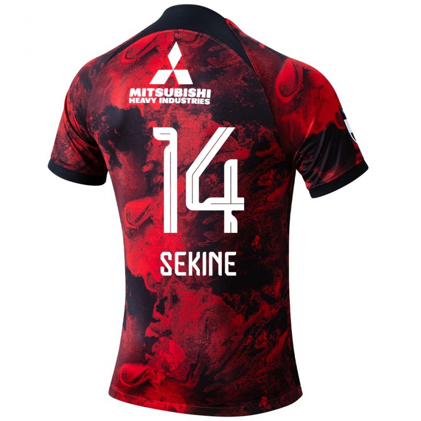 Børn Takahiro Sekine #14 Rød Sort Hjemmebane Spillertrøjer 2024/25 Trøje T-Shirt