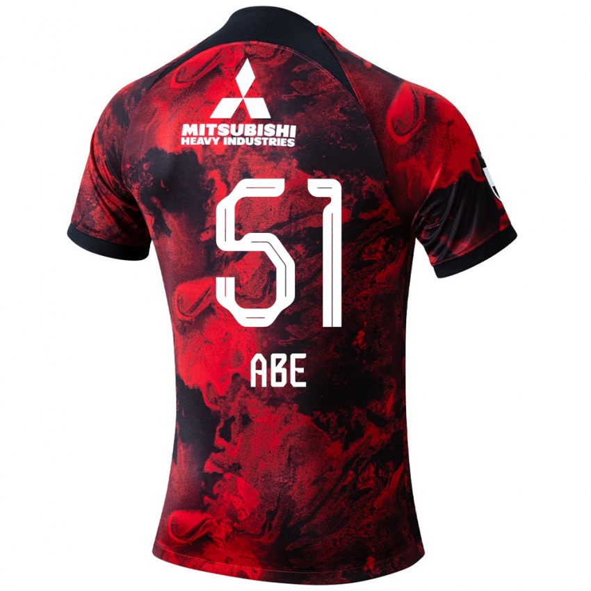 Børn Shintaro Abe #51 Rød Sort Hjemmebane Spillertrøjer 2024/25 Trøje T-Shirt