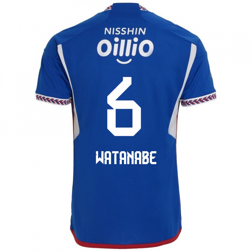 Børn Kota Watanabe #6 Blå Hvid Rød Hjemmebane Spillertrøjer 2024/25 Trøje T-Shirt