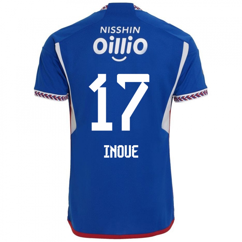 Børn Kenta Inoue #17 Blå Hvid Rød Hjemmebane Spillertrøjer 2024/25 Trøje T-Shirt