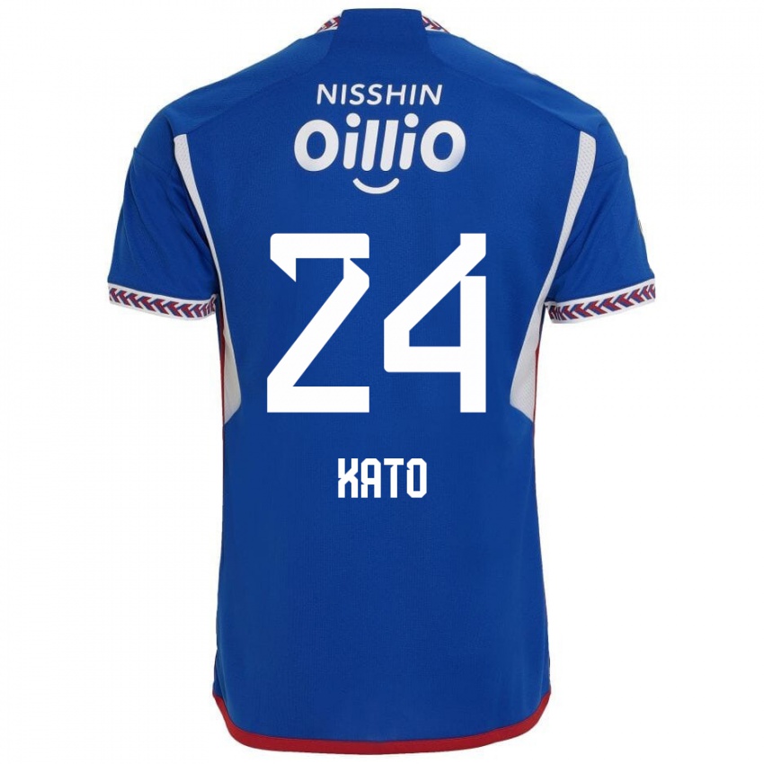 Børn Hijiri Kato #24 Blå Hvid Rød Hjemmebane Spillertrøjer 2024/25 Trøje T-Shirt