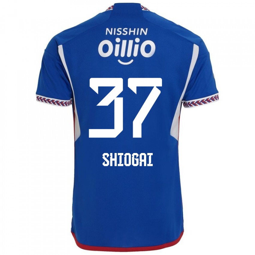 Børn Kento Shiogai #37 Blå Hvid Rød Hjemmebane Spillertrøjer 2024/25 Trøje T-Shirt