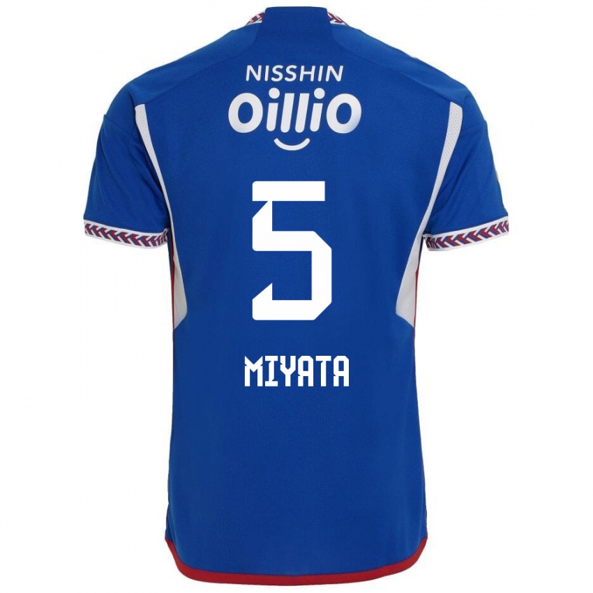 Børn Haru Miyata #5 Blå Hvid Rød Hjemmebane Spillertrøjer 2024/25 Trøje T-Shirt