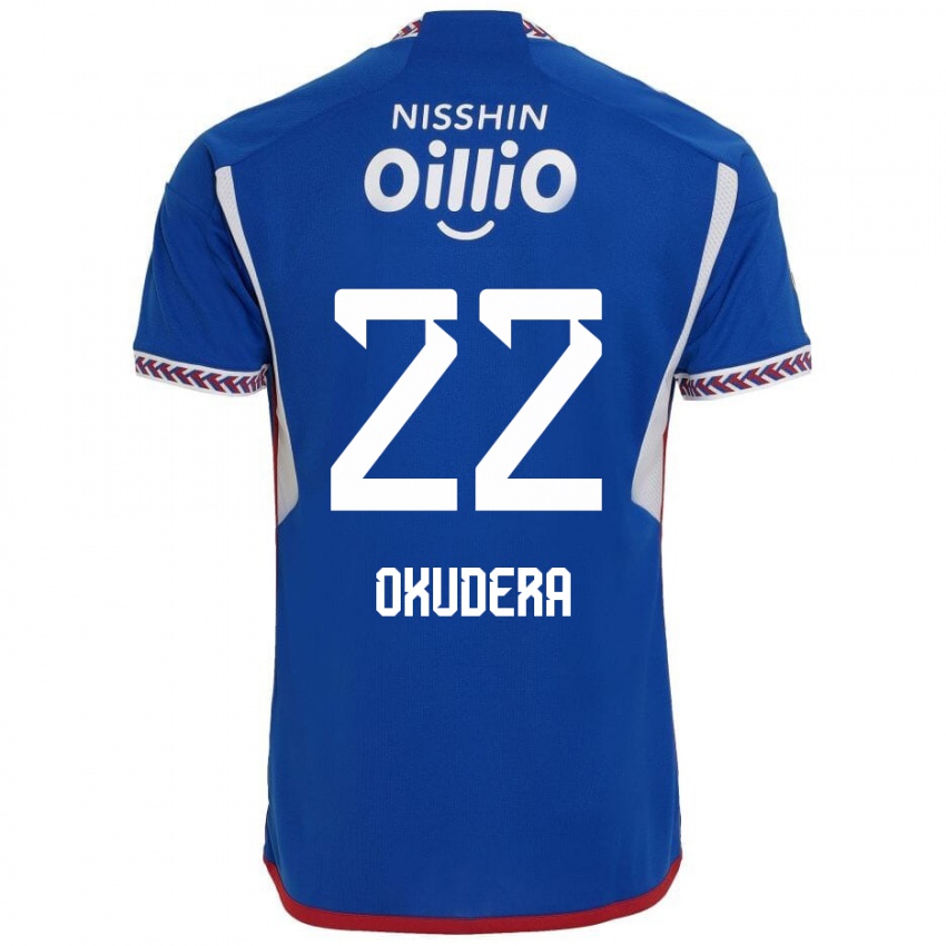 Børn Minato Okudera #22 Blå Hvid Rød Hjemmebane Spillertrøjer 2024/25 Trøje T-Shirt