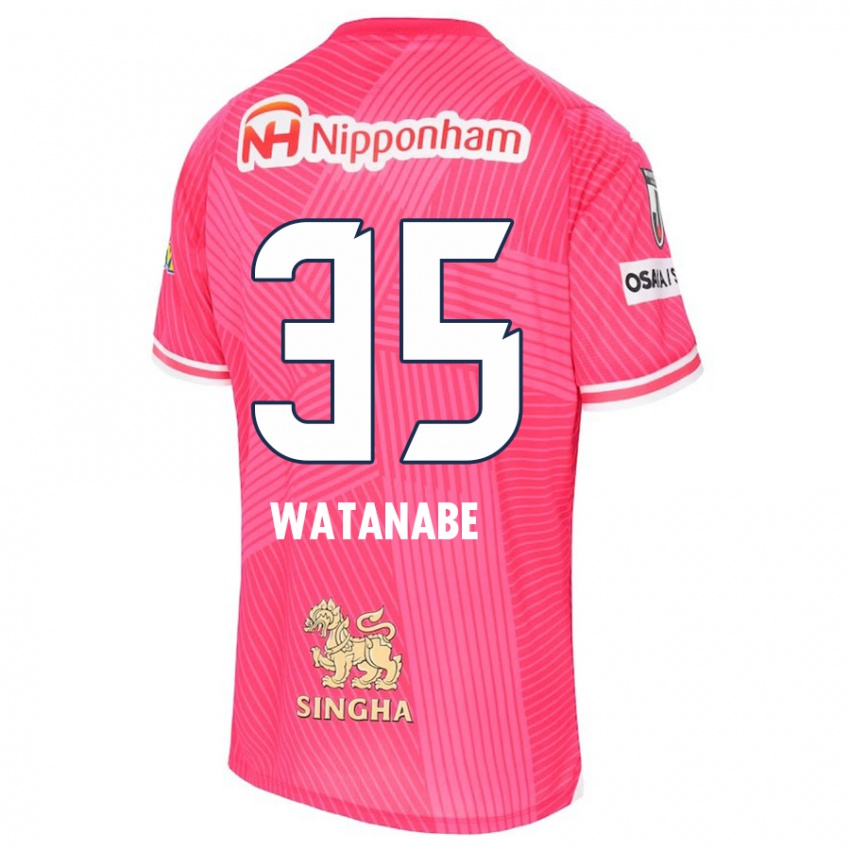 Børn Ryo Watanabe #35 Lyserød Hvid Hjemmebane Spillertrøjer 2024/25 Trøje T-Shirt