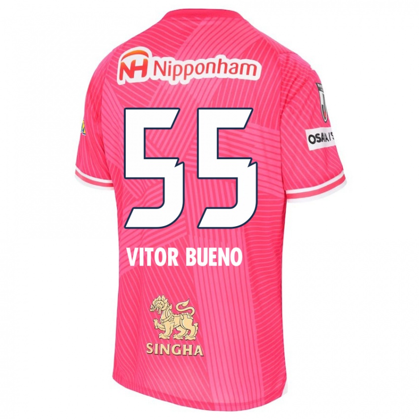 Børn Vitor Bueno #55 Lyserød Hvid Hjemmebane Spillertrøjer 2024/25 Trøje T-Shirt