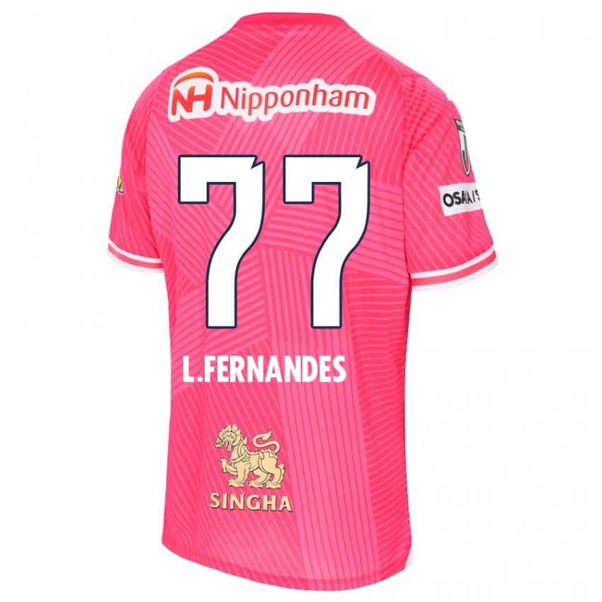 Børn Lucas Fernandes #77 Lyserød Hvid Hjemmebane Spillertrøjer 2024/25 Trøje T-Shirt