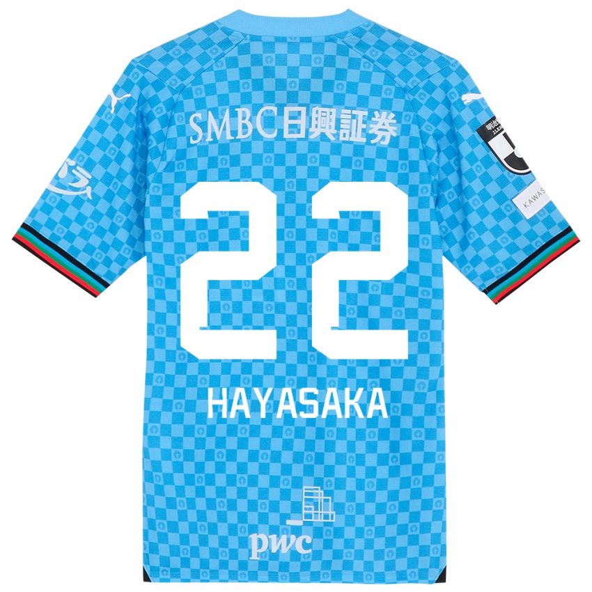 Børn Yuki Hayasaka #22 Azurblå Hjemmebane Spillertrøjer 2024/25 Trøje T-Shirt