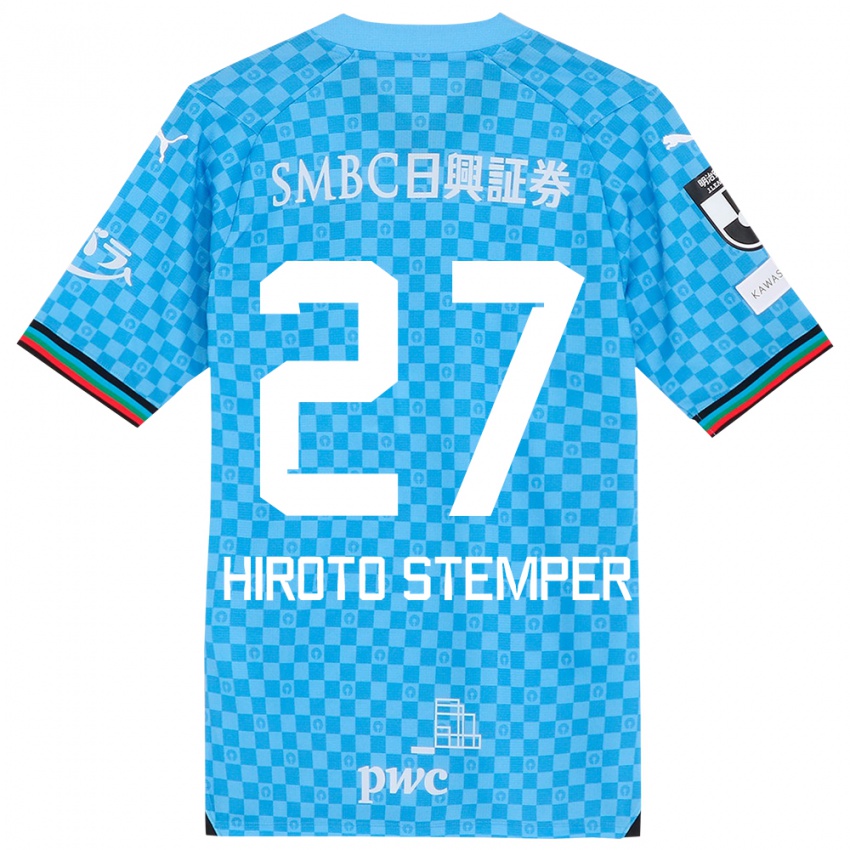 Børn Luka Hiroto Stemper #27 Azurblå Hjemmebane Spillertrøjer 2024/25 Trøje T-Shirt