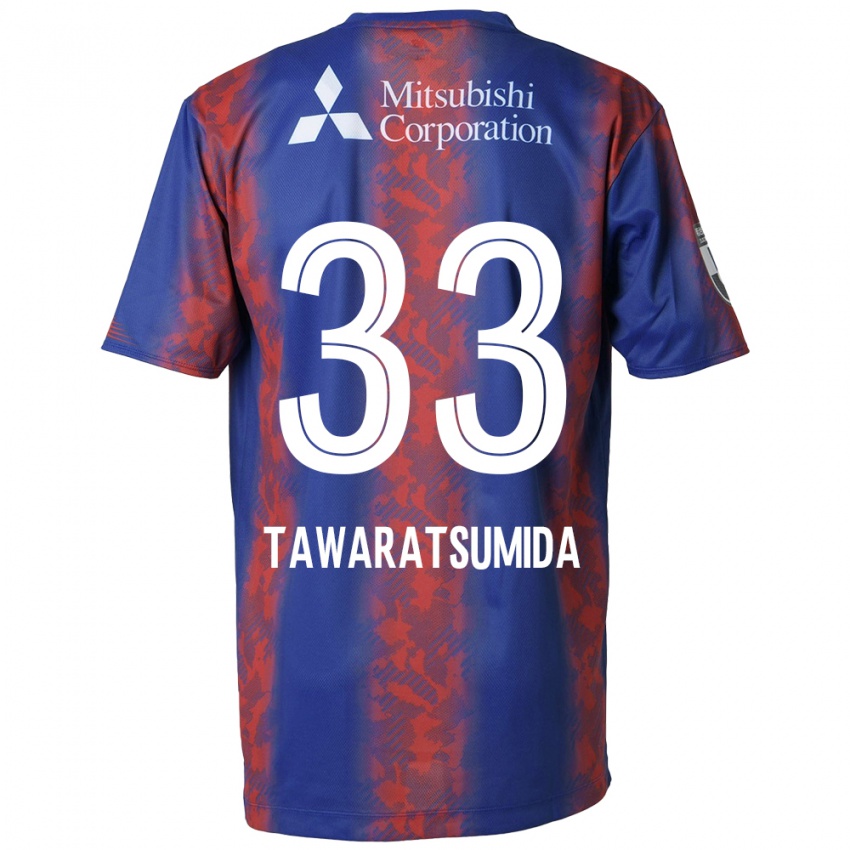 Børn Kota Tawaratsumida #33 Blå Rød Hjemmebane Spillertrøjer 2024/25 Trøje T-Shirt