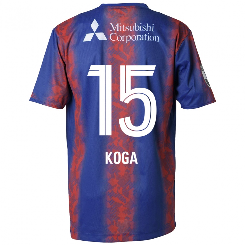 Børn Shun Koga #15 Blå Rød Hjemmebane Spillertrøjer 2024/25 Trøje T-Shirt