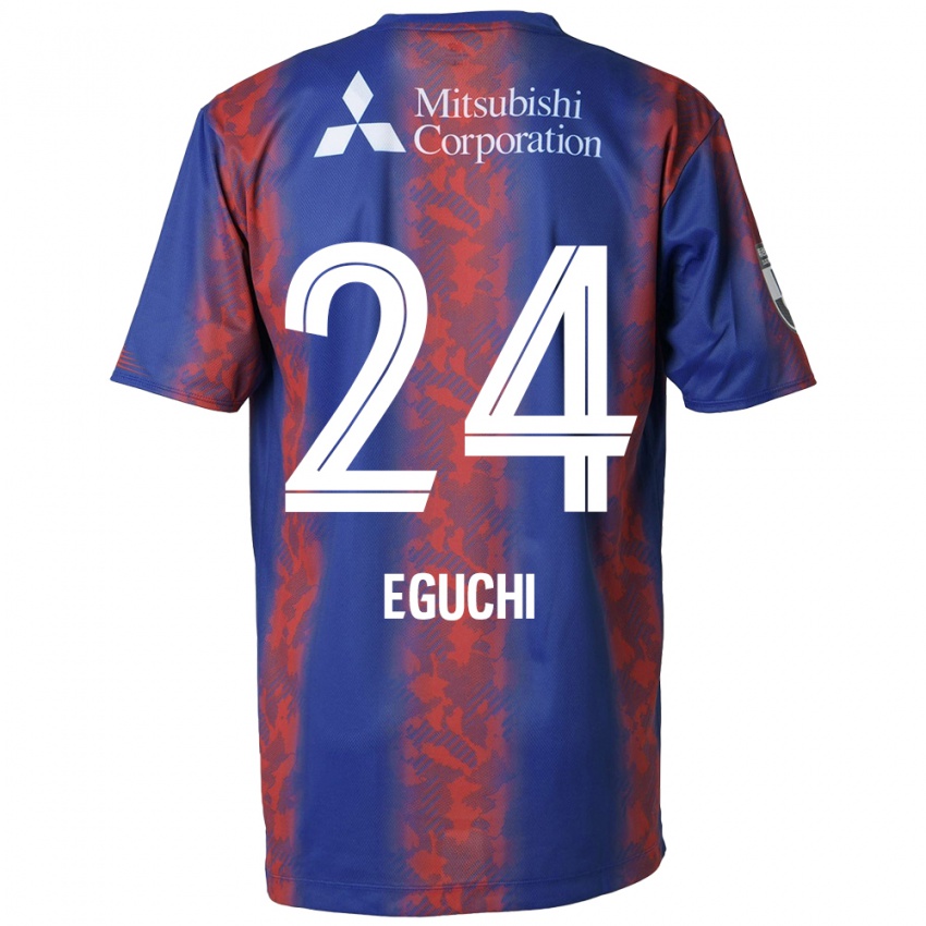 Børn Kaito Eguchi #24 Blå Rød Hjemmebane Spillertrøjer 2024/25 Trøje T-Shirt