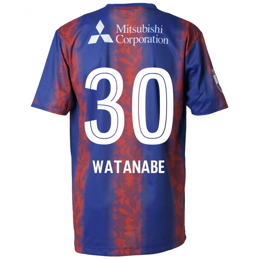 Børn Matthew Watanabe #30 Blå Rød Hjemmebane Spillertrøjer 2024/25 Trøje T-Shirt