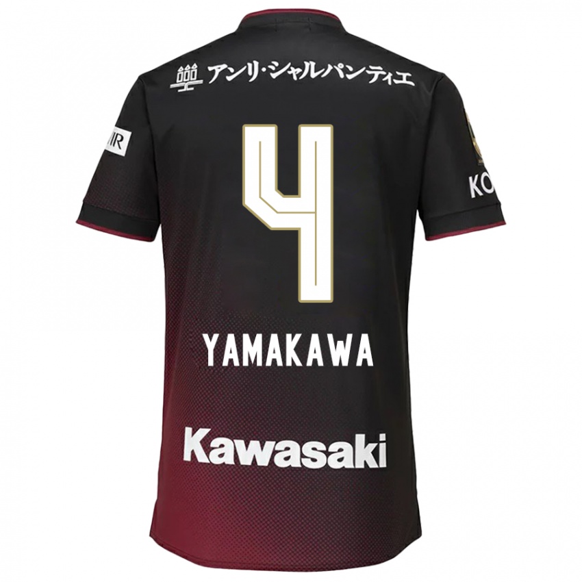 Børn Tetsushi Yamakawa #4 Sort Rød Hjemmebane Spillertrøjer 2024/25 Trøje T-Shirt