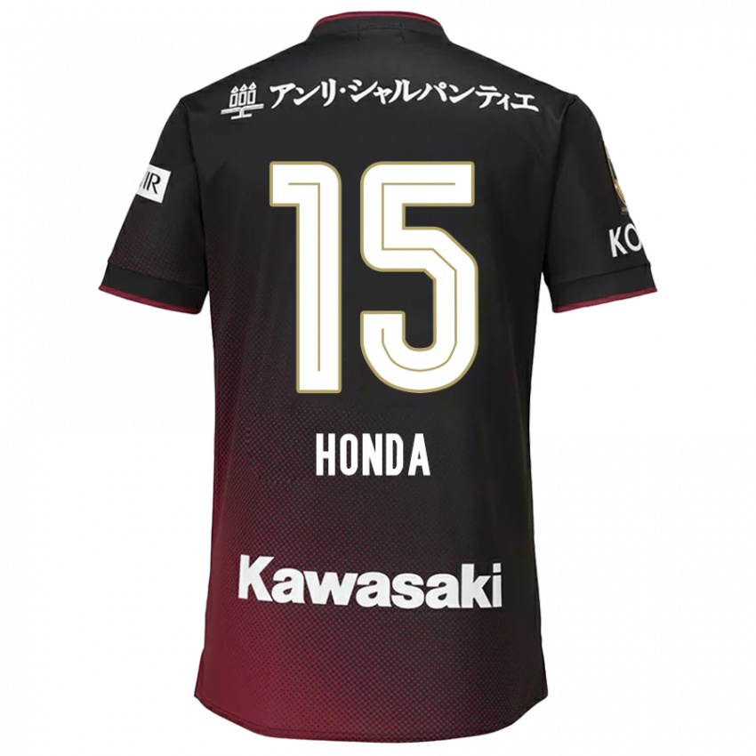 Børn Yuki Honda #15 Sort Rød Hjemmebane Spillertrøjer 2024/25 Trøje T-Shirt