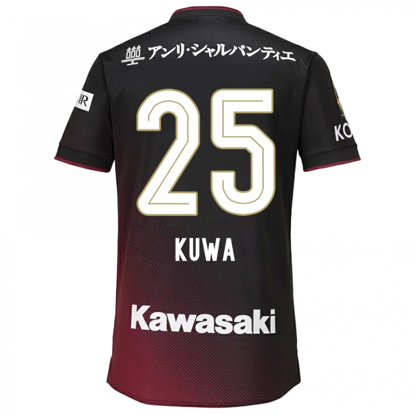 Børn Yuya Kuwasaki #25 Sort Rød Hjemmebane Spillertrøjer 2024/25 Trøje T-Shirt