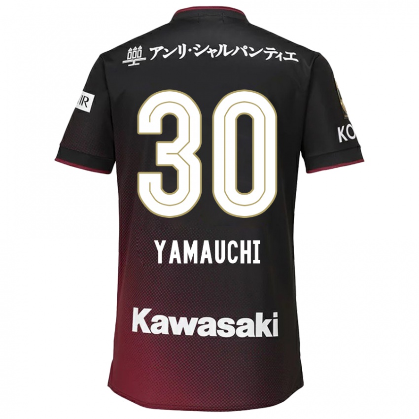 Børn Kakeru Yamauchi #30 Sort Rød Hjemmebane Spillertrøjer 2024/25 Trøje T-Shirt