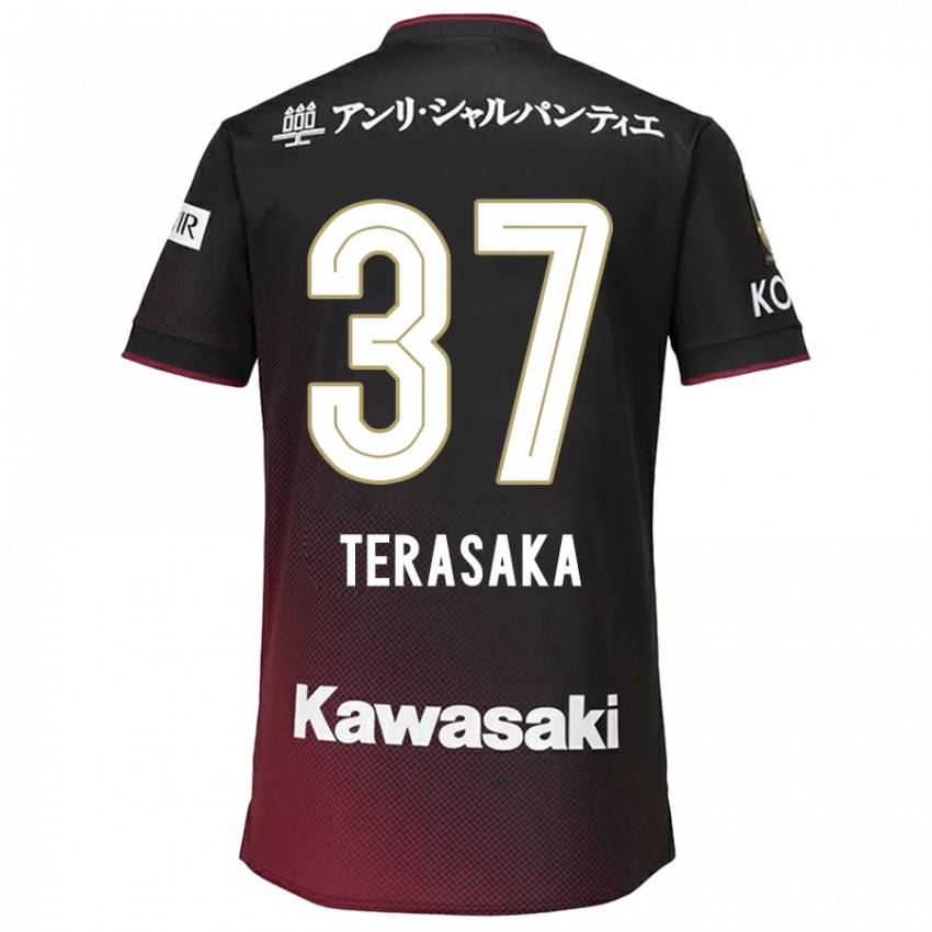 Børn Shogo Terasaka #37 Sort Rød Hjemmebane Spillertrøjer 2024/25 Trøje T-Shirt