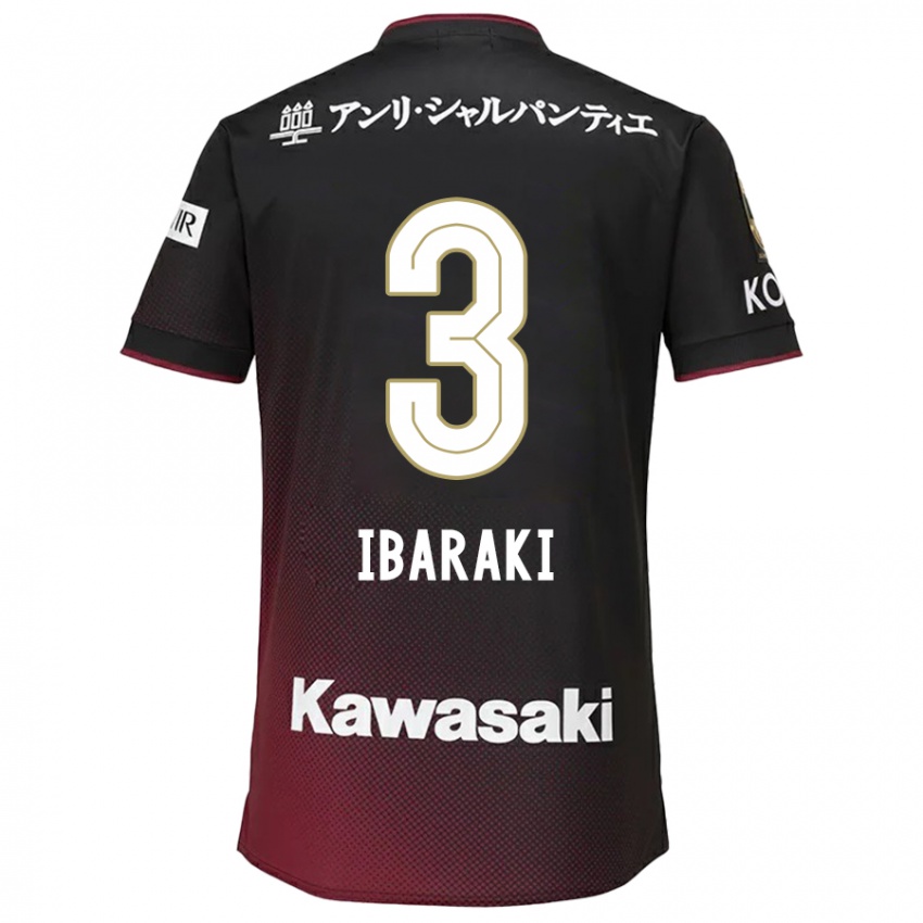 Børn Riku Ibaraki #3 Sort Rød Hjemmebane Spillertrøjer 2024/25 Trøje T-Shirt