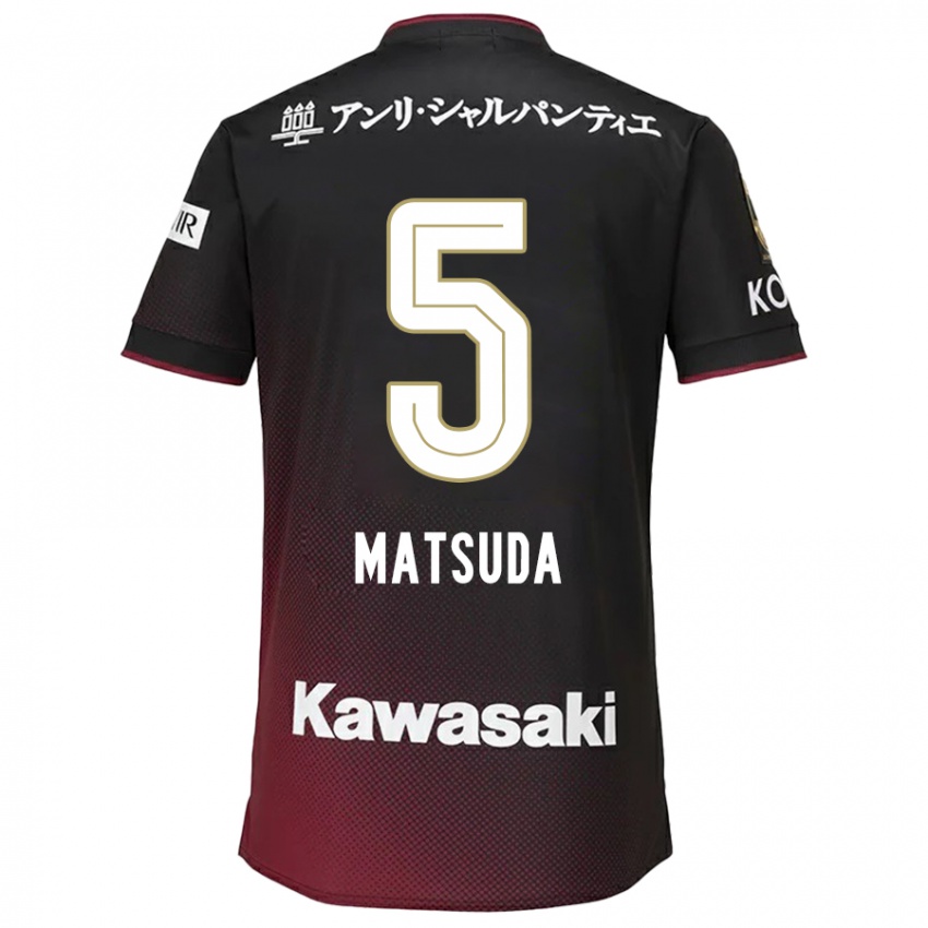 Børn Shido Matsuda #5 Sort Rød Hjemmebane Spillertrøjer 2024/25 Trøje T-Shirt