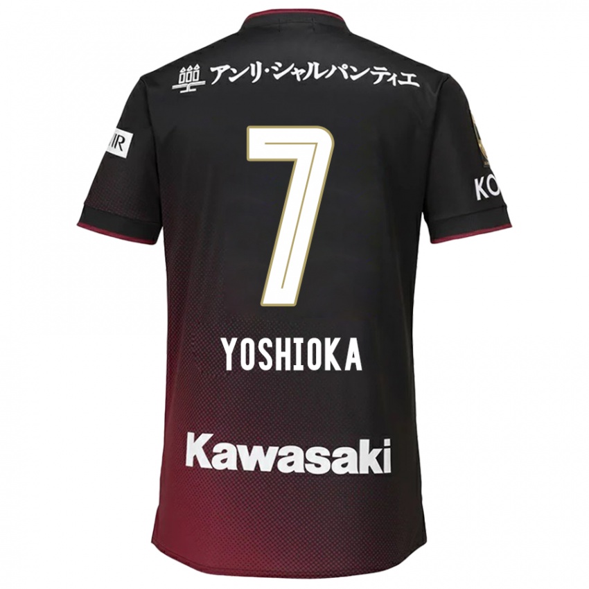 Børn Ran Yoshioka #7 Sort Rød Hjemmebane Spillertrøjer 2024/25 Trøje T-Shirt