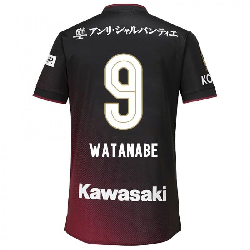 Børn Hayato Watanabe #9 Sort Rød Hjemmebane Spillertrøjer 2024/25 Trøje T-Shirt