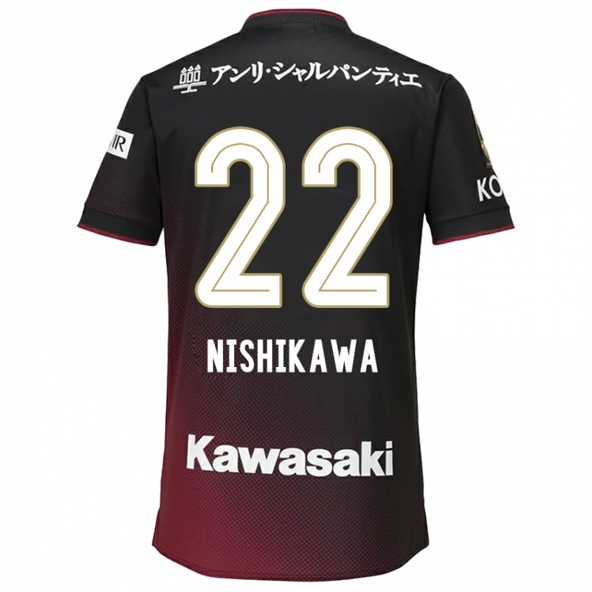 Børn Aiku Nishikawa #22 Sort Rød Hjemmebane Spillertrøjer 2024/25 Trøje T-Shirt