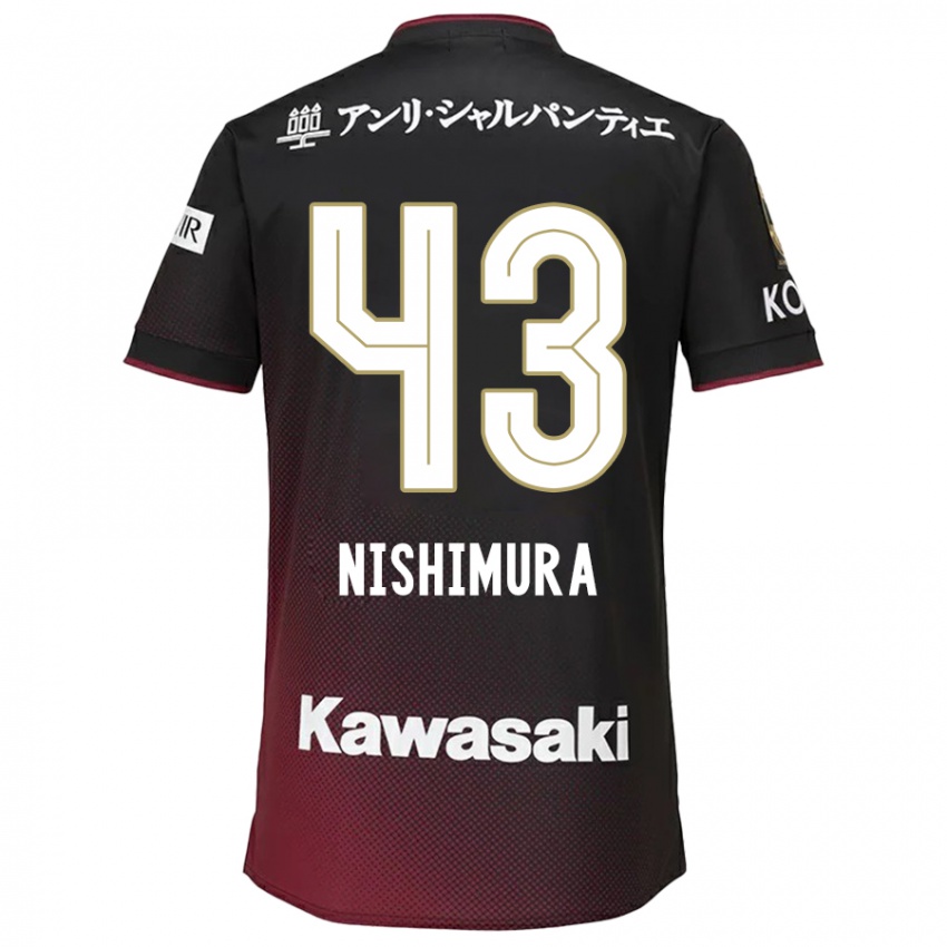 Børn Nagi Nishimura #43 Sort Rød Hjemmebane Spillertrøjer 2024/25 Trøje T-Shirt