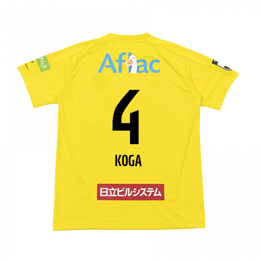 Børn Taiyo Koga #4 Gul Sort Hjemmebane Spillertrøjer 2024/25 Trøje T-Shirt