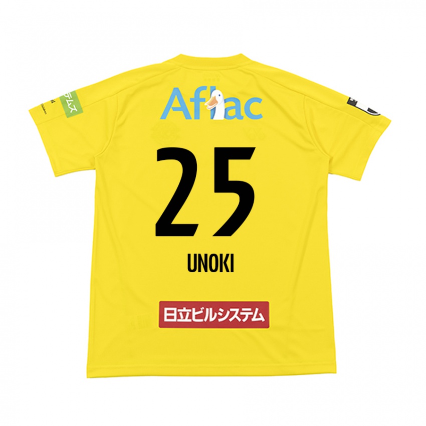 Børn Fumiya Unoki #25 Gul Sort Hjemmebane Spillertrøjer 2024/25 Trøje T-Shirt