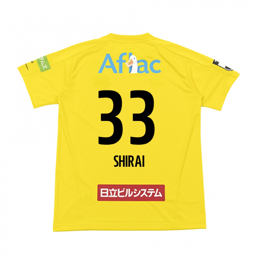 Børn Eiji Shirai #33 Gul Sort Hjemmebane Spillertrøjer 2024/25 Trøje T-Shirt