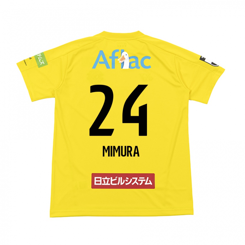 Børn Kaname Mimura #24 Gul Sort Hjemmebane Spillertrøjer 2024/25 Trøje T-Shirt