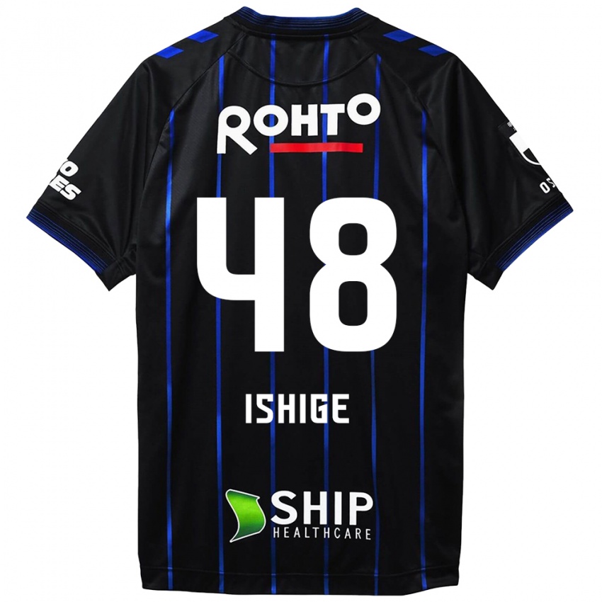 Børn Hideki Ishige #48 Sort Blå Hjemmebane Spillertrøjer 2024/25 Trøje T-Shirt