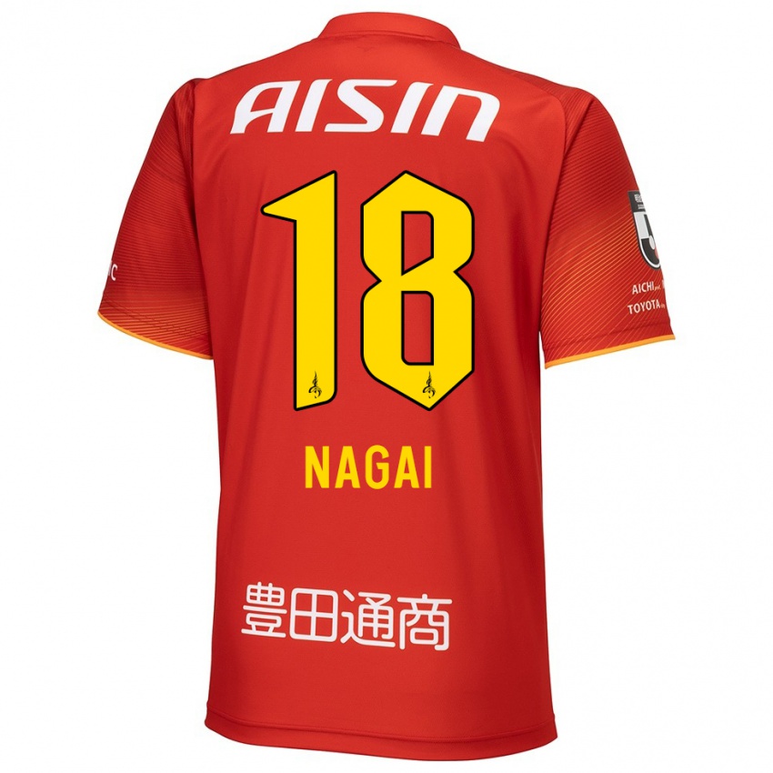 Børn Kensuke Nagai #18 Rød Hvid Gul Hjemmebane Spillertrøjer 2024/25 Trøje T-Shirt