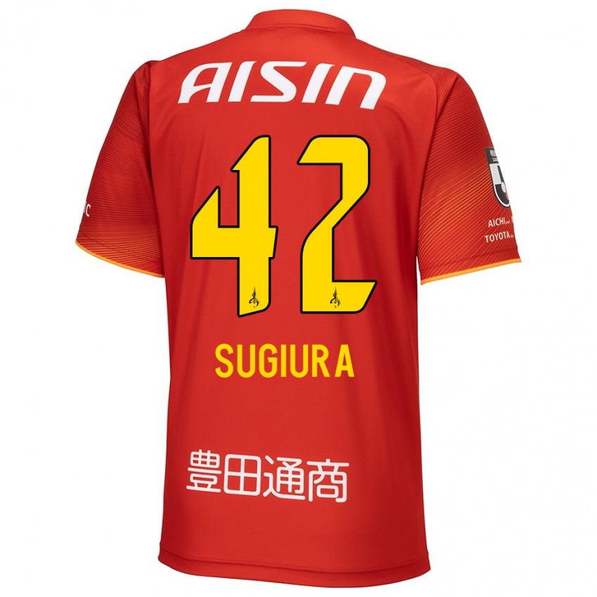 Børn Shungo Sugiura #42 Rød Hvid Gul Hjemmebane Spillertrøjer 2024/25 Trøje T-Shirt