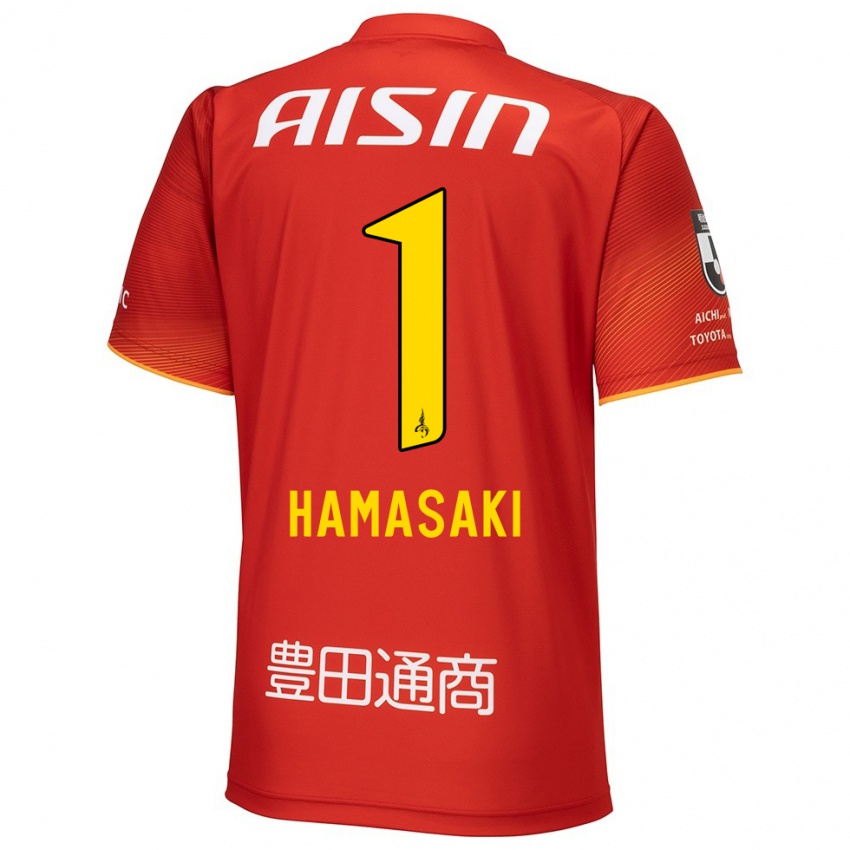 Børn Shiki Hamasaki #1 Rød Hvid Gul Hjemmebane Spillertrøjer 2024/25 Trøje T-Shirt