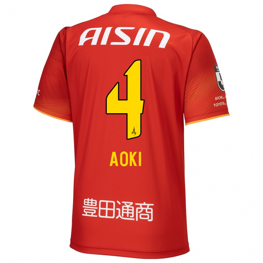 Børn Masamune Aoki #4 Rød Hvid Gul Hjemmebane Spillertrøjer 2024/25 Trøje T-Shirt