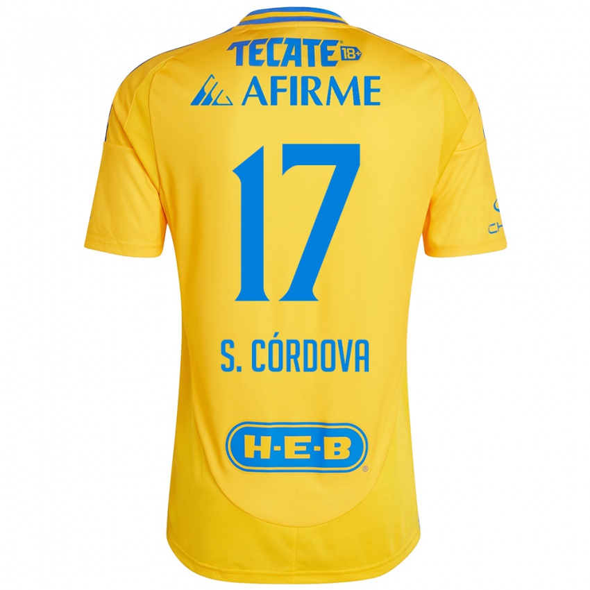 Børn Sebastian Cordova #17 Guld Gul Hjemmebane Spillertrøjer 2024/25 Trøje T-Shirt