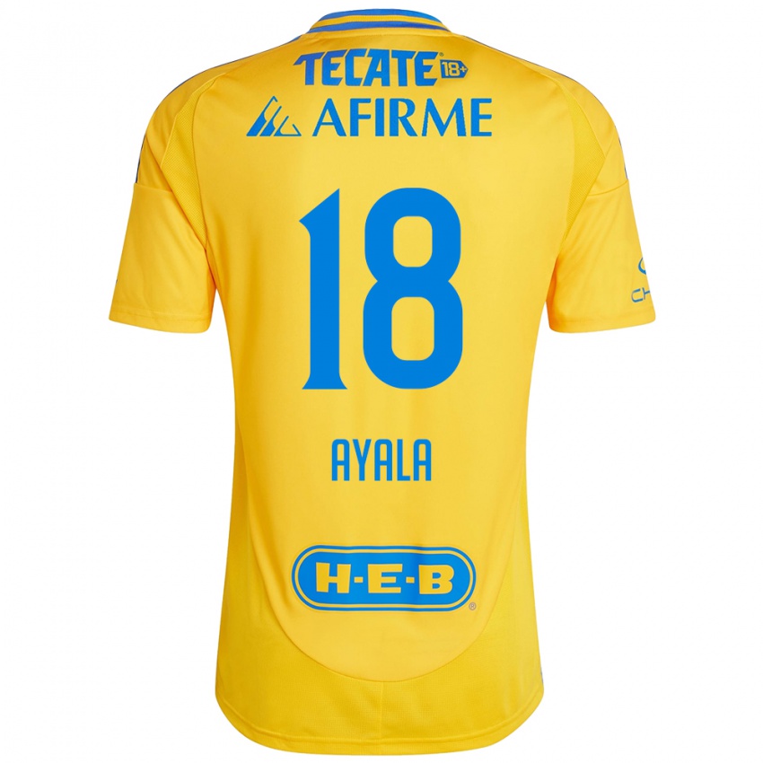 Børn David Ayala #18 Guld Gul Hjemmebane Spillertrøjer 2024/25 Trøje T-Shirt