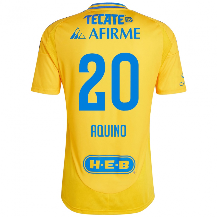 Børn Javier Aquino #20 Guld Gul Hjemmebane Spillertrøjer 2024/25 Trøje T-Shirt